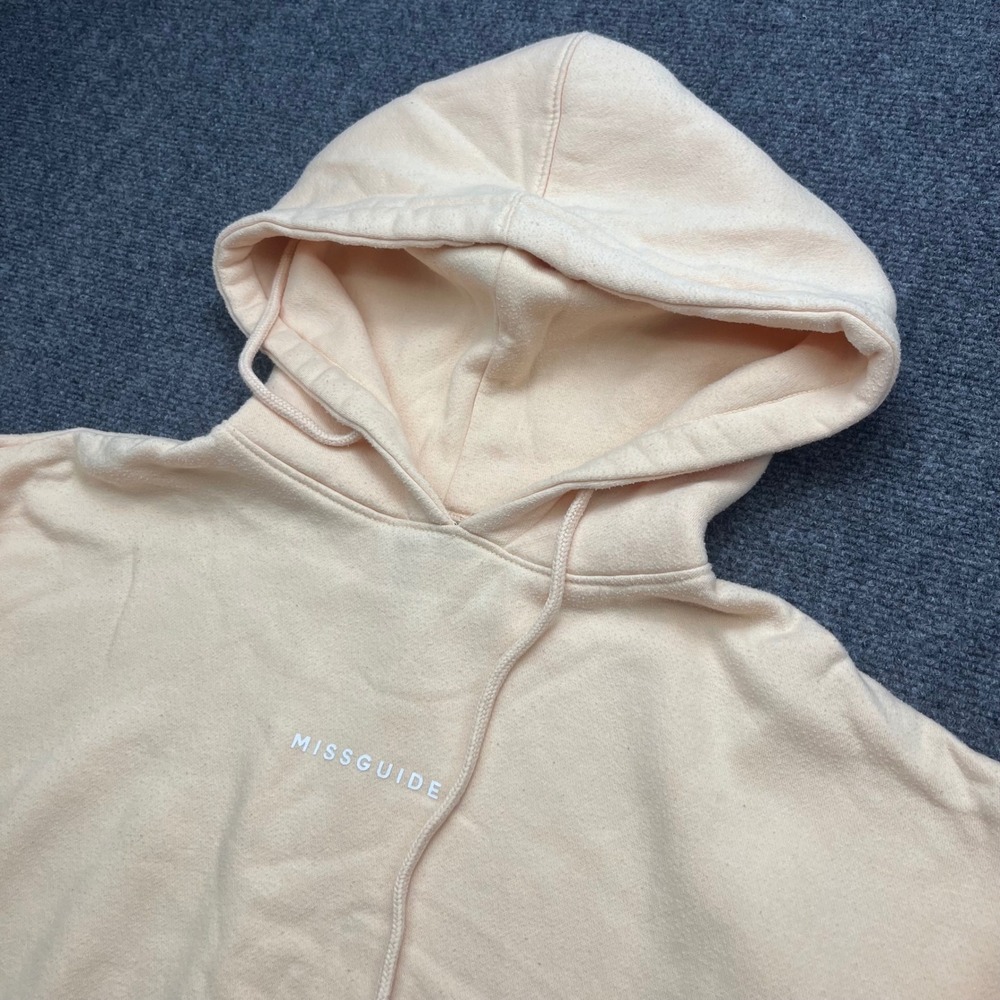 Missguided Oversized Fleece Pullover Pastel Pink Logo Hoodie
